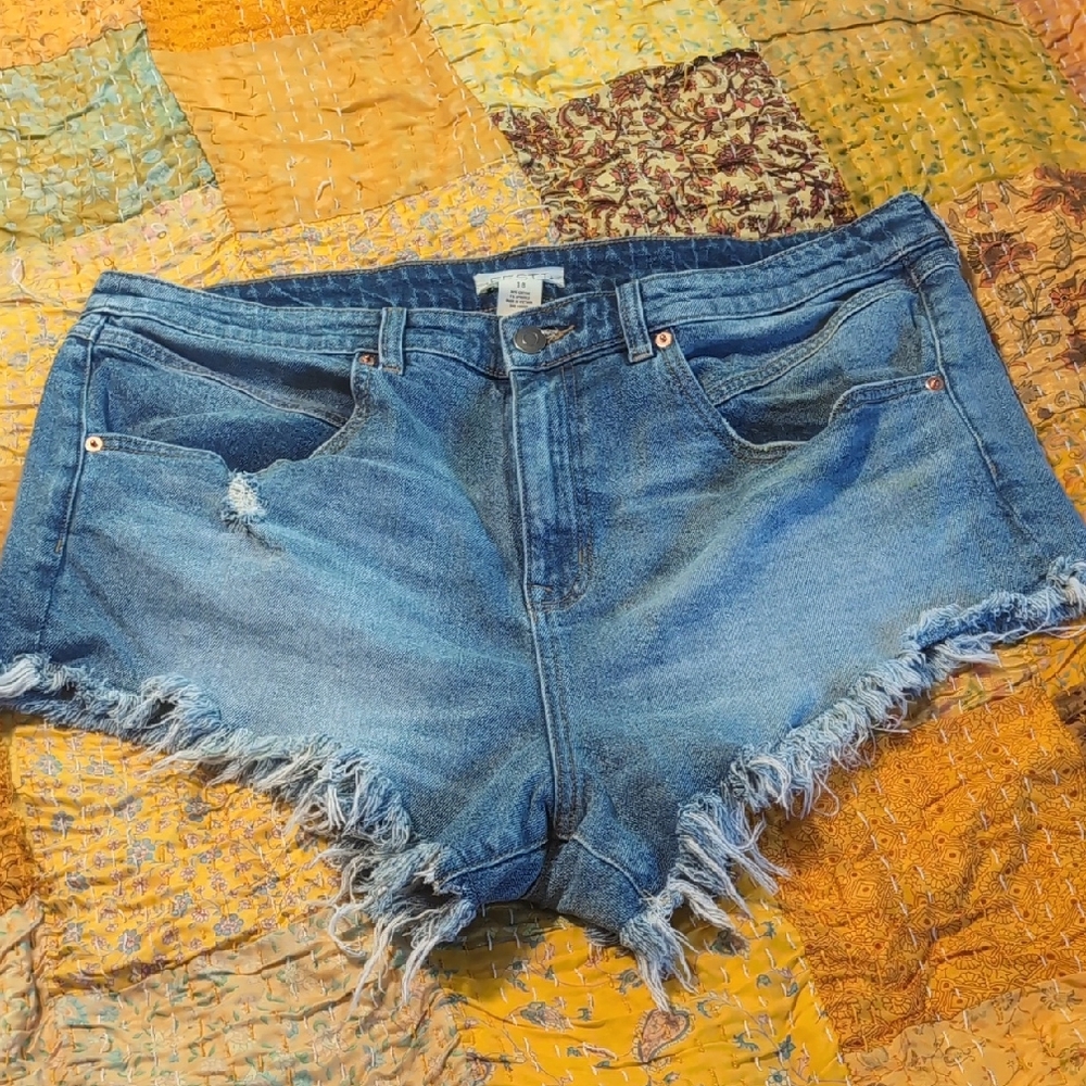 Denim Frayed Hem Women Shorts